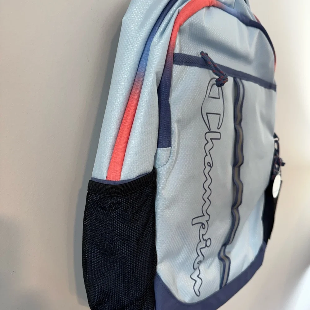 Champion Light Blue Backpack with Navy and Coral Trim - Picture 12 of 16